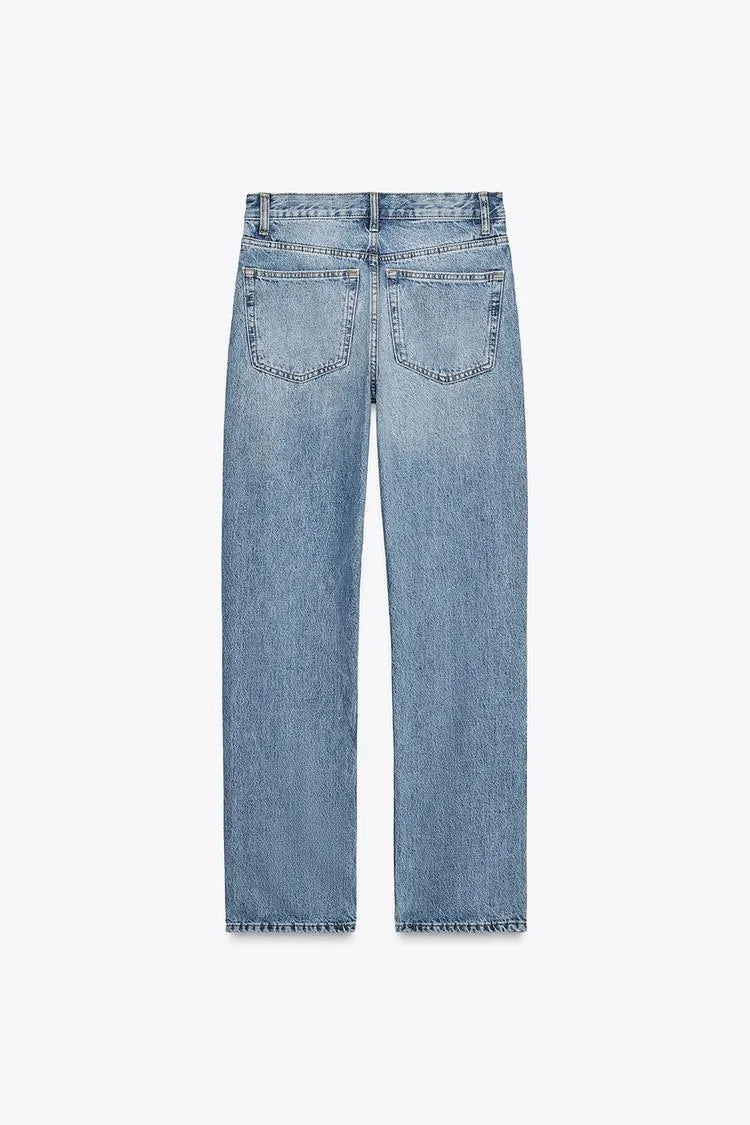 ZARA STRAIGHT CUT HIGH WAIST JEANS - Smgarment's