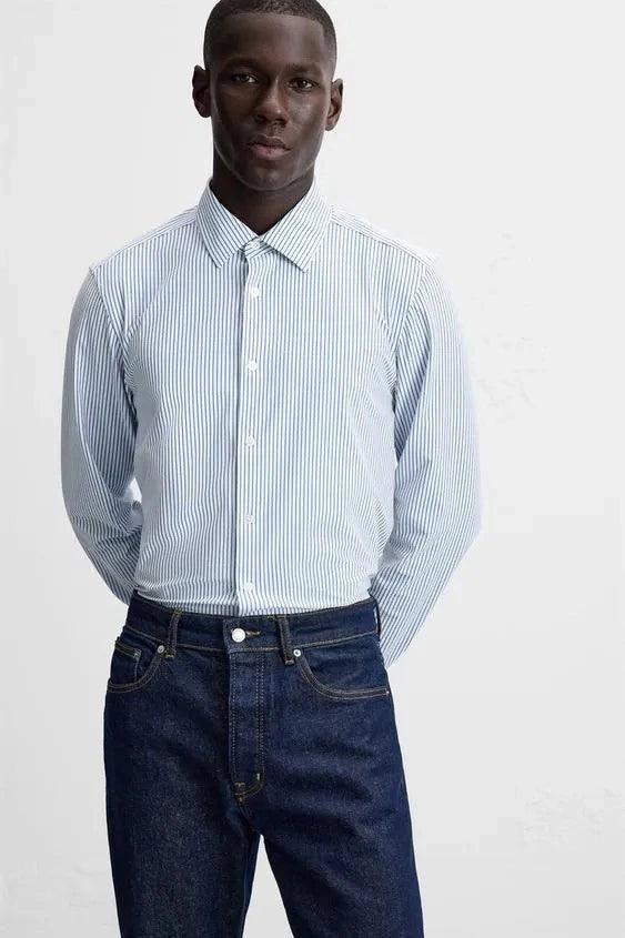 ZARA STRIPED STRETCHY SHIRT - SMgarment's