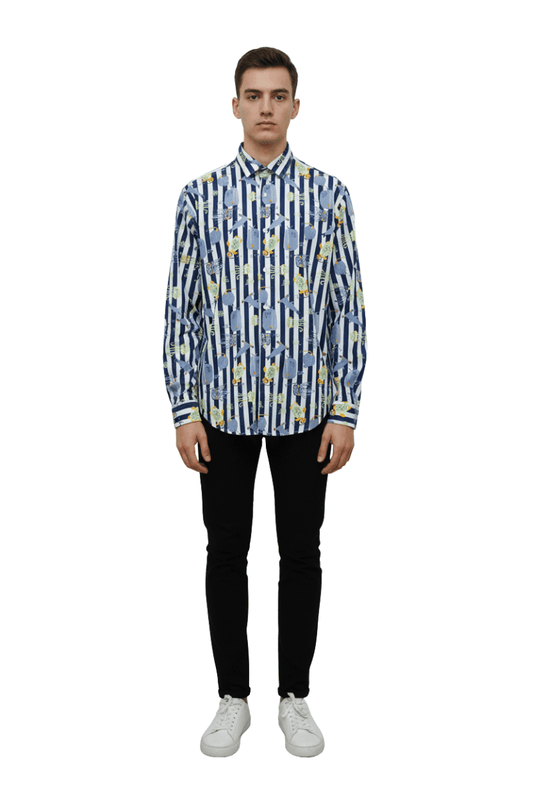 ZR MENS PRINTED STRATCHABLE SLIM FIT SHIRT - Smgarment's