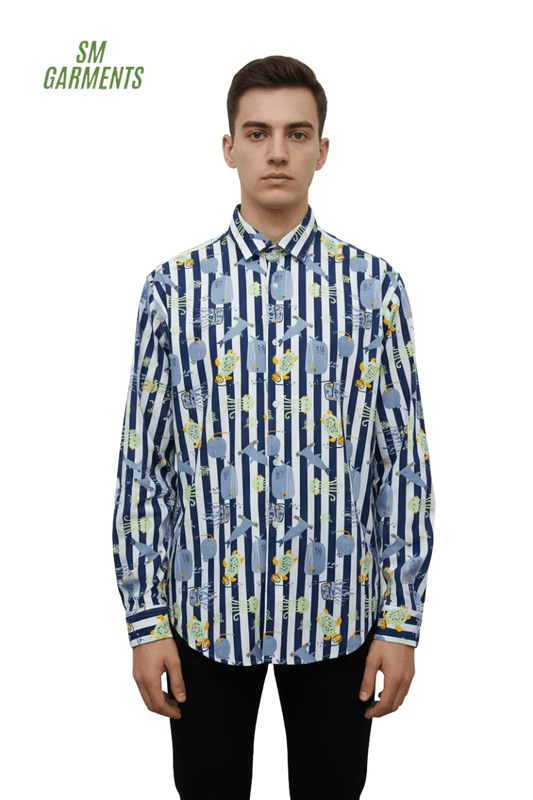 ZR MENS PRINTED STRATCHABLE SLIM FIT SHIRT - Smgarment's
